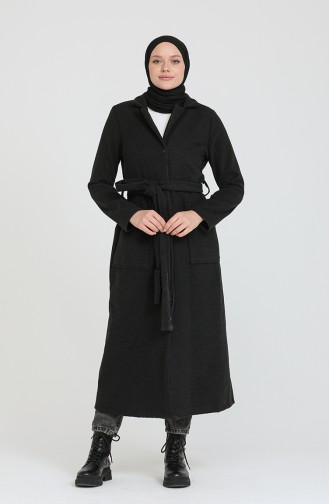 Cepli Kuşaklı Kaşe Kaban 4016-02 Füme
