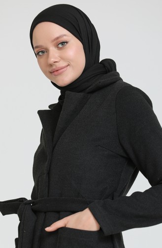 Cepli Kuşaklı Kaşe Kaban 4016-02 Füme