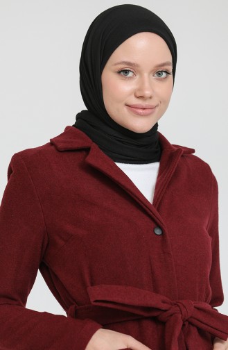 Cepli Kuşaklı Kaşe Kaban 4016-06 Bordo