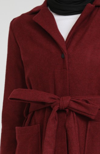 Cepli Kuşaklı Kaşe Kaban 4016-06 Bordo