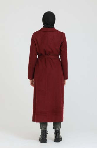 Cepli Kuşaklı Kaşe Kaban 4016-06 Bordo