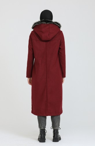 معطف طويل أحمر كلاريت 4017-08