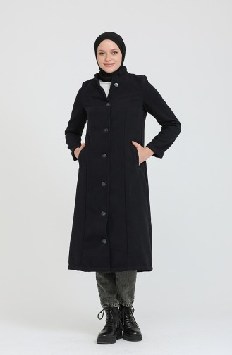 Düğmeli Kaşe Kaban 4018-06 Lacivert