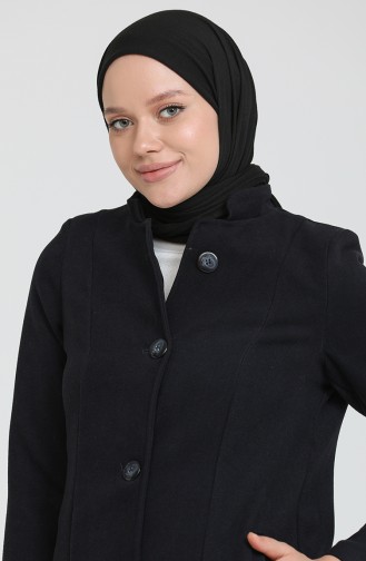 Düğmeli Kaşe Kaban 4018-06 Lacivert
