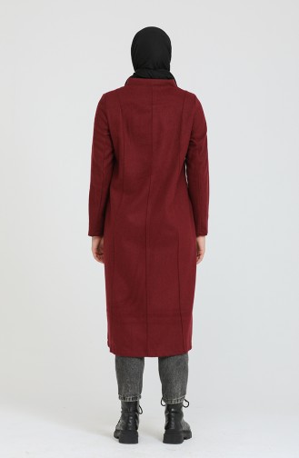 Düğmeli Kaşe Kaban 4018-09 Bordo