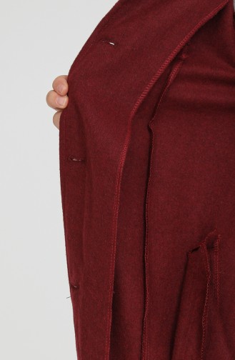 Düğmeli Kaşe Kaban 4018-09 Bordo