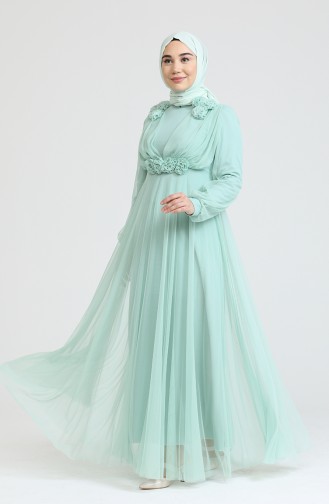 Mint green İslamitische Avondjurk 70003-01