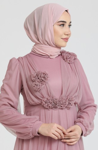 Dusty Rose Hijab Evening Dress 70003-02