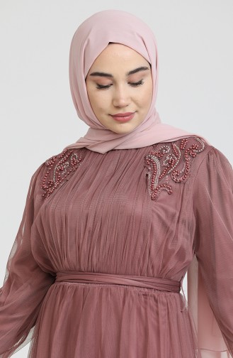 Beige-Rose Hijab-Abendkleider 70009-01