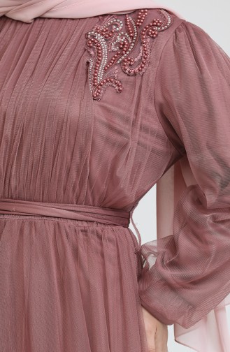 Dusty Rose Hijab Evening Dress 70009-01