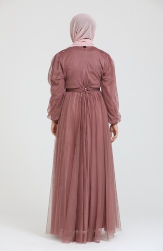 Dusty Rose Hijab Evening Dress 70009-01