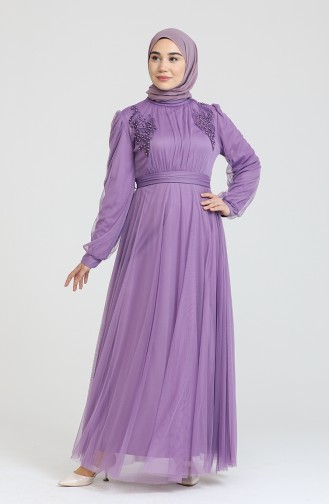 Purple Hijab Evening Dress 70008-01