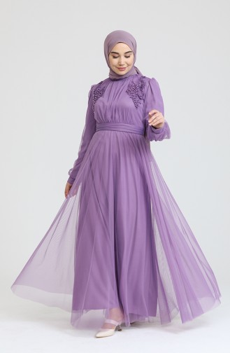 Purple Hijab Evening Dress 70008-01