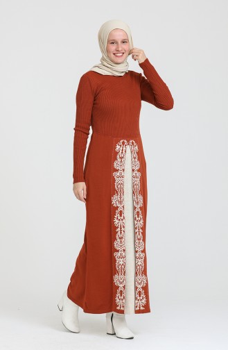 Brick Red Hijab Dress 0522-03