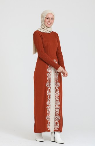 Brick Red Hijab Dress 0522-03