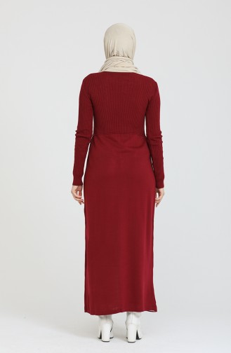Triko Desenli Elbise 0522-05 Bordo