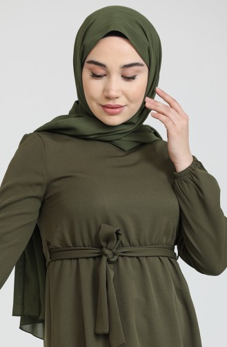 Ölgrün Hijab Kleider 445104.yağyeşili