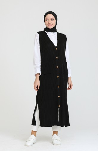 Triko Garnili Uzun Tunik 0526-10 Siyah