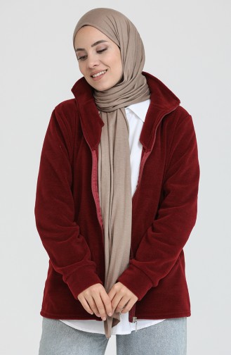 Zippered Fleece Cardigan 0006-01 Claret Red 0006-01