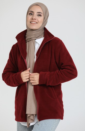 Zippered Fleece Cardigan 0006-01 Claret Red 0006-01