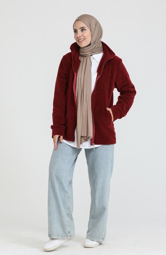 Zippered Fleece Cardigan 0006-01 Claret Red 0006-01