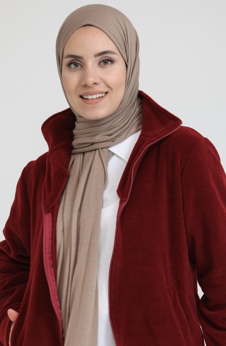 Zippered Fleece Cardigan 0006-01 Claret Red 0006-01