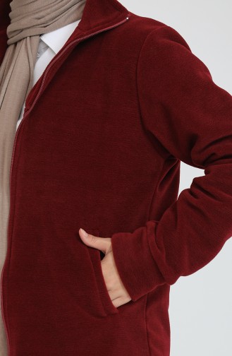 Zippered Fleece Cardigan 0006-01 Claret Red 0006-01