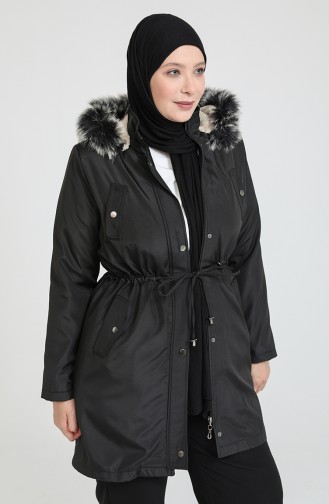 Manteau Court En Tissu Bondit Grande Taille 10455-01 Noir 10455-01