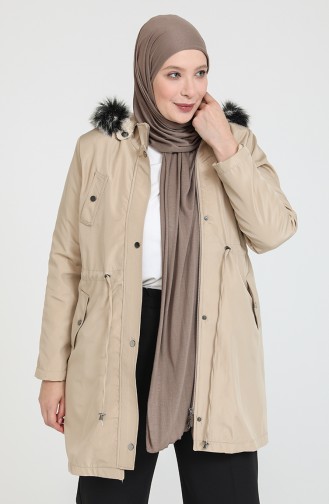 Manteau Court Tissu Bondit Grande Taille 10455-02 Crème 10455-02