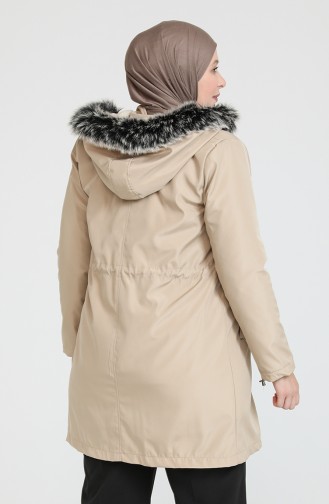 Manteau Court Tissu Bondit Grande Taille 10455-02 Crème 10455-02