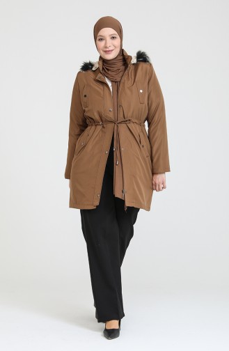 Manteau Court En Tissu Bondit Grande Taille 10455-03 Tan 10455-03