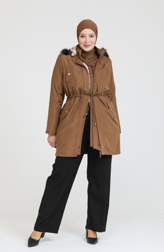 Manteau Court En Tissu Bondit Grande Taille 10455-03 Tan 10455-03