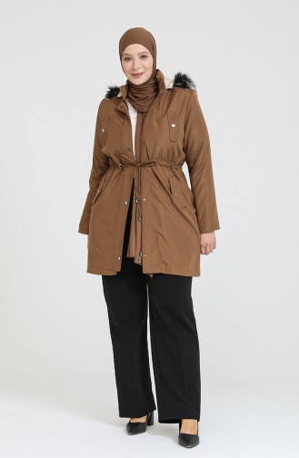 Manteau Court En Tissu Bondit Grande Taille 10455-03 Tan 10455-03