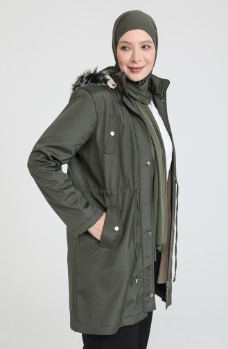 Plus Size Bondit Fabric Short Coat 10455-04 Khaki 10455-04