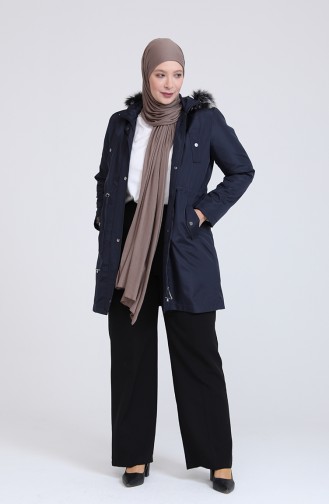 Plus Size Bondit Fabric Short Coat 10455-05 Navy Blue 10455-05