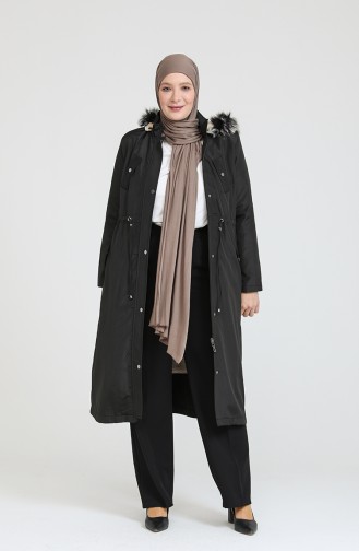 Plus Size Bondit Fabric Zippered Coat 11455-01 Black 11455-01