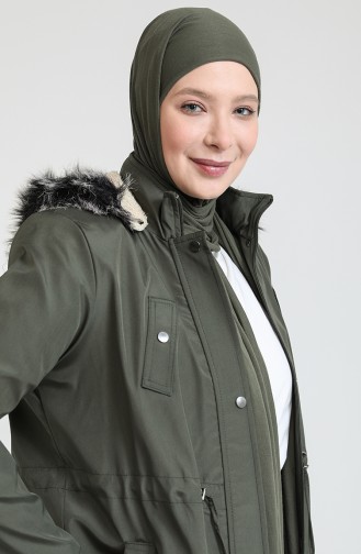 Manteau A Fermeture Bondit Grande Taille 11455-02 Khaki 11455-02