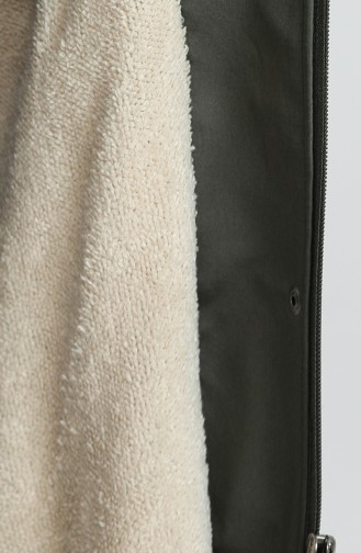 Plus Size Bondit Fabric Zippered Coat 11455-02 Khaki 11455-02