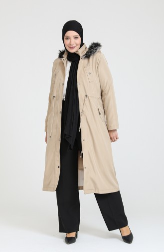 Manteau A Fermeture Bondit Grande Taille 11455-03 Crème 11455-03