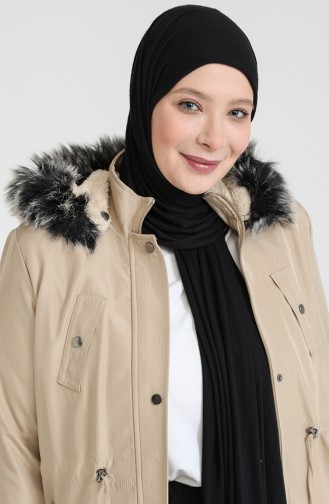 Manteau A Fermeture Bondit Grande Taille 11455-03 Crème 11455-03