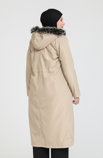 Plus Size Bondit Fabric Zippered Coat 11455-03 Cream 11455-03