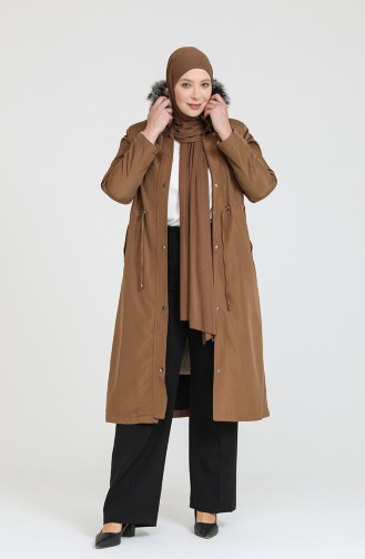 Plus Size Bondit Fabric Zippered Coat 11455-04 Tan 11455-04