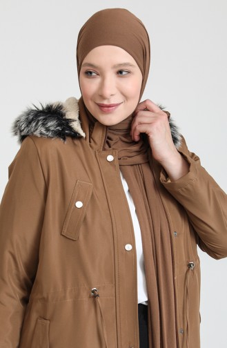 Plus Size Bondit Fabric Zippered Coat 11455-04 Tan 11455-04