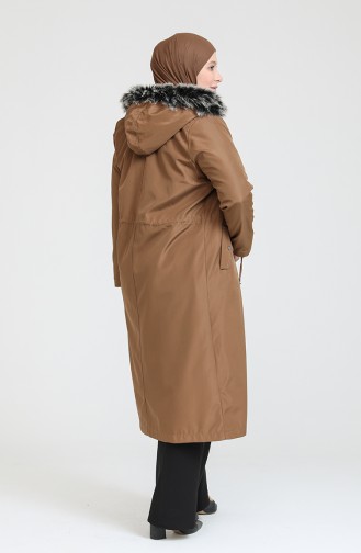 Plus Size Bondit Fabric Zippered Coat 11455-04 Tan 11455-04