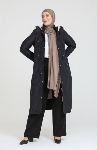 Plus Size Bondit Fabric Zippered Coat 11455-05 Navy Blue 11455-05