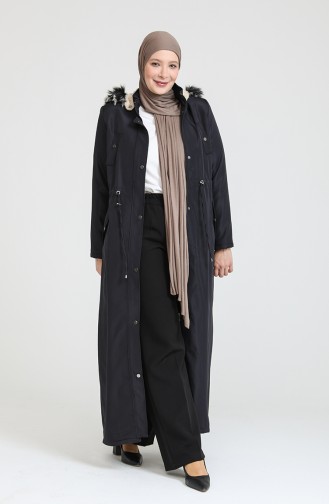 Plus Size Bondit Fabric Long Coat 12455-03 Navy Blue 12455-03