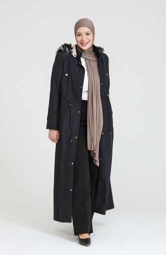 Plus Size Bondit Fabric Long Coat 12455-03 Navy Blue 12455-03