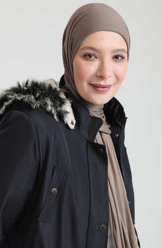 Büyük Beden Bondit Kumaş Uzun Mont 12455-03 Lacivert