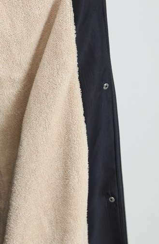 Plus Size Bondit Fabric Long Coat 12455-03 Navy Blue 12455-03