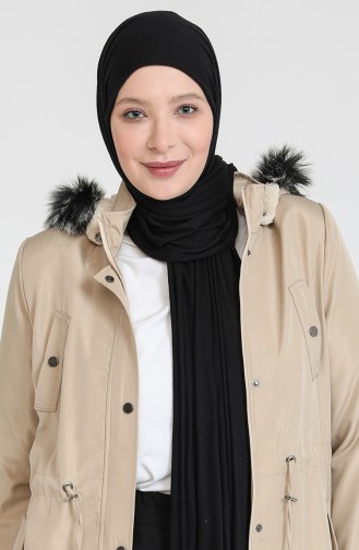 Manteau Long Tissu Bondit Grande Taille 12455-04 Crème 12455-04